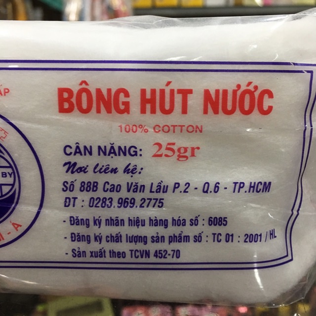 [giao nhanh HCM 1H] BÔNG HÚT NƯỚC 100% COTTON 25G (LOẠI TỐT)