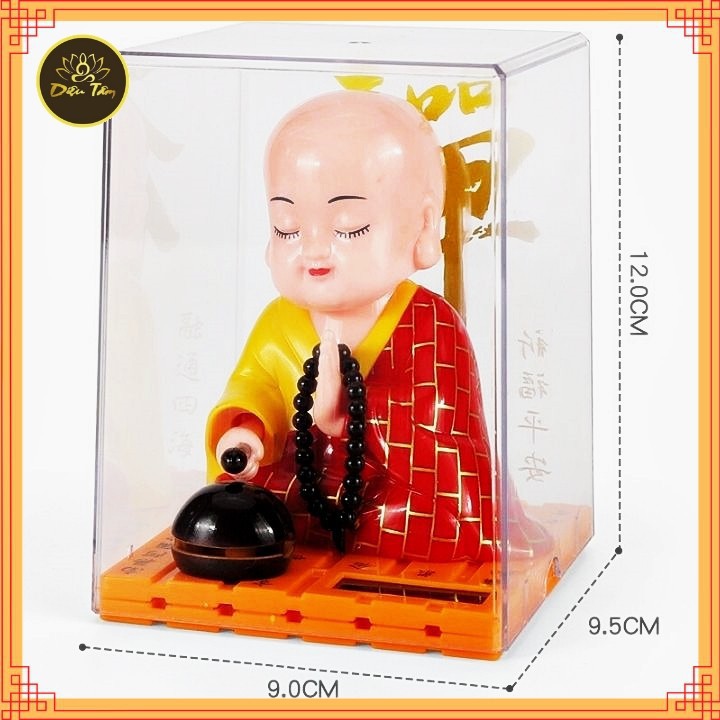 Tượng may mắn Thầy Chùa Gõ Mỏ Tụng Kinh trang trí xe hơi, phong thủy, bàn làm việc năng lượng mặt trời Chú tiểu gõ mỏ | BigBuy360 - bigbuy360.vn