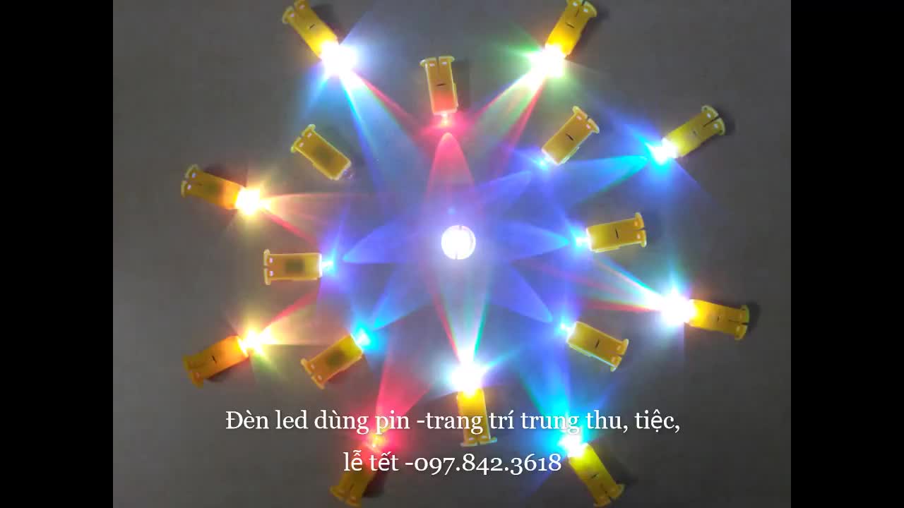 Đèn Led xài pin gắn đèn lồng giấy - Đèn Ông Sao (Led vỏ Vàng) làm thủ công | BigBuy360 - bigbuy360.vn