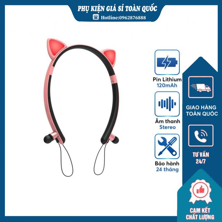 Tai Nghe Bluetooth Growntech ZW-29 TWS Blutooth Không Dây Tai Mèo Phát Sáng Led