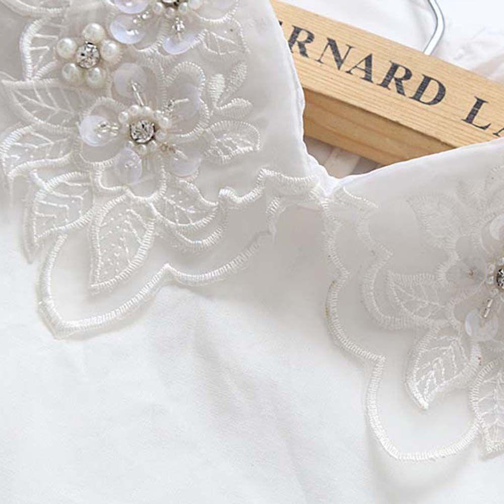 Cổ Áo Sơ Mi Giả Họa Tiết Lá Cây Màu Trắng / Đen