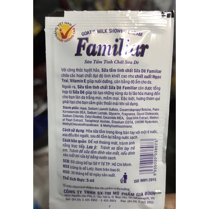 1 gói Sữa tắm Dê Familiar 5 ml 1k | BigBuy360 - bigbuy360.vn