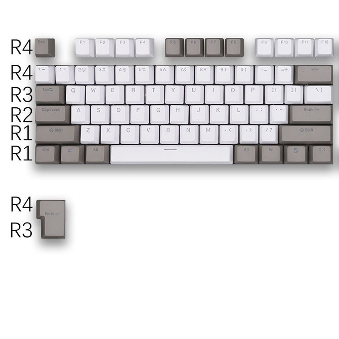 Bàn phím cơ PBT hai màu mờ xám và trắng mờ 87/104 phím Cherry MX8.0 RGB Bàn phím cơ Gauss IKBC Du Jia