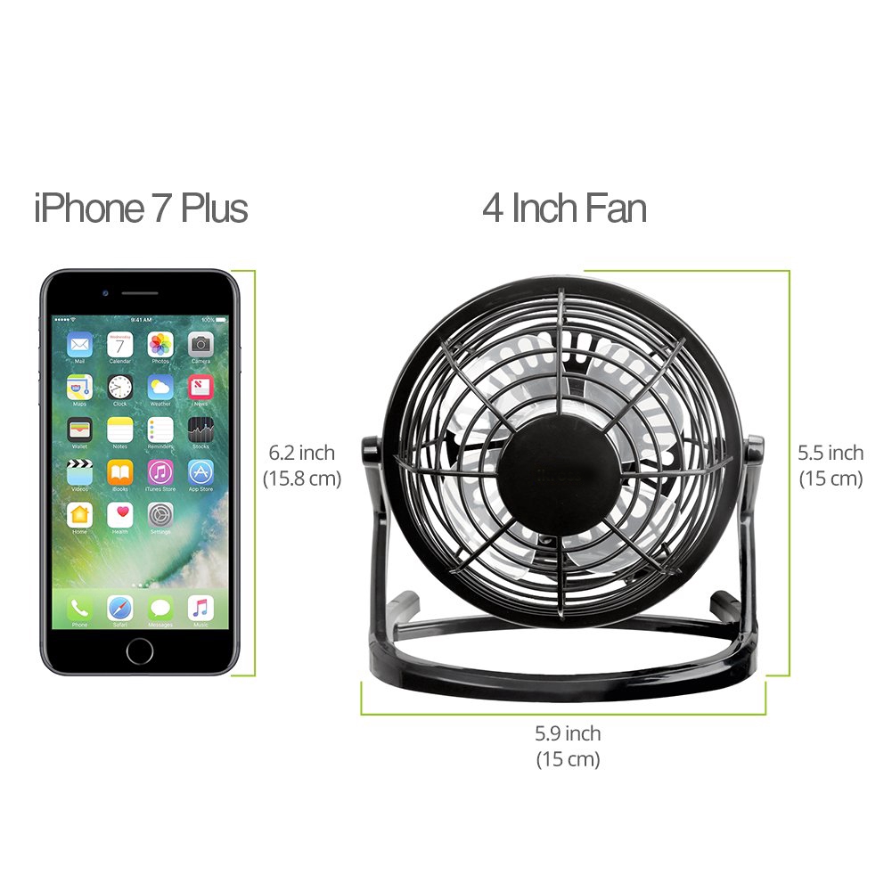 Quạt Làm Mát Mini 4 Inches / DC 5V Xoay 360 Độ Kèm Sạc USB Tiện Dụng