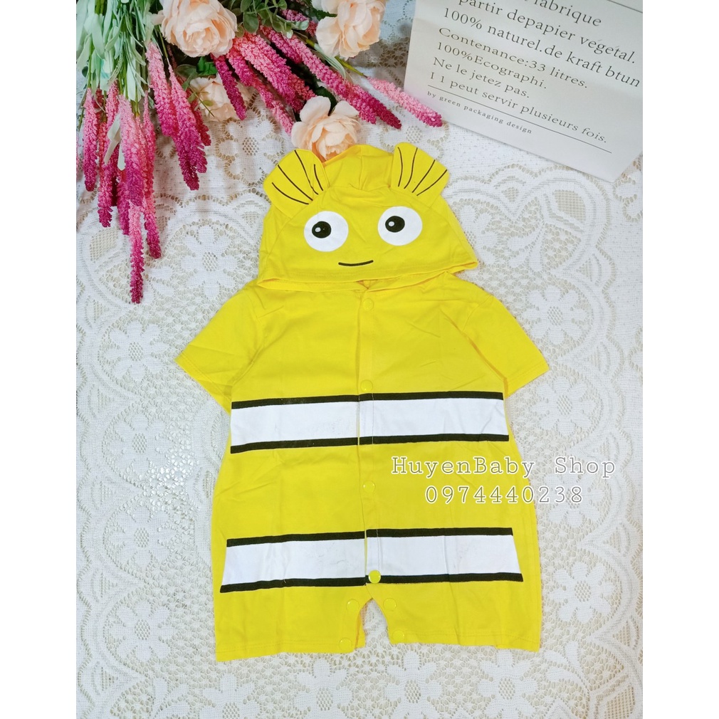 Body đùi in hình thú có mũ ngộ ngĩnh cho bé trai và bé gái sơ sinh 3-9kg , hàng đẹp
