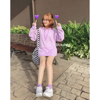 Áo hoodie basic tím trơn unisex 1hitshop