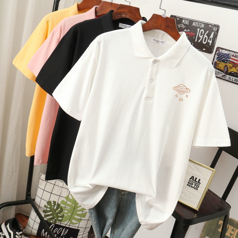 Áo Thun Polo Nam Nữ Form Rộng Chất Cotton Mềm Mát In Hình Quả Cầu Ngôi Sao Siêu Cute Phong Cách Thời Thượng TTQ0353