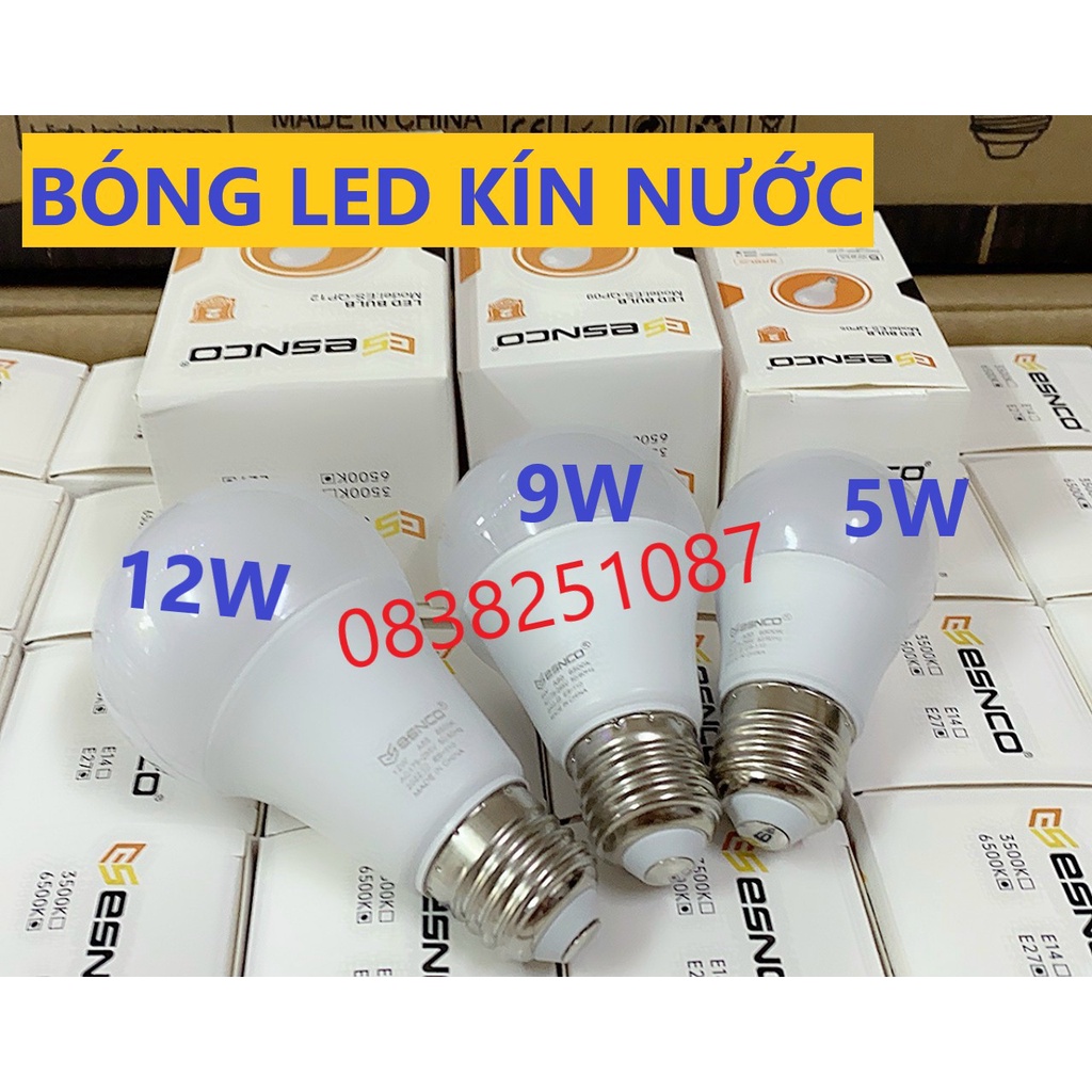 Bóng đèn Led 5w 9w 12w bup tròn bulb tiết kiệm điện kín chống nước