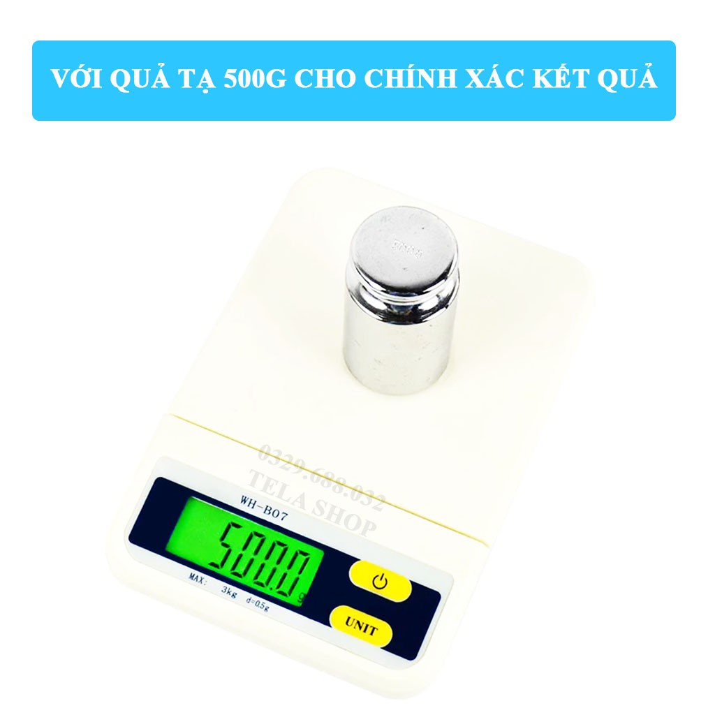 [BH 1 ĐỔI 1] Cân Điện Tử Mini 3kg WH B07 Chính Hãng Dùng Làm Bánh Tela Shop
