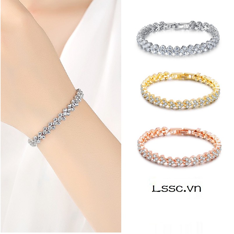 Vòng tay mạ vàng đính đá pha lê lấp lánh kiểu dáng thời trang sang trọng dành cho nữ | BigBuy360 - bigbuy360.vn