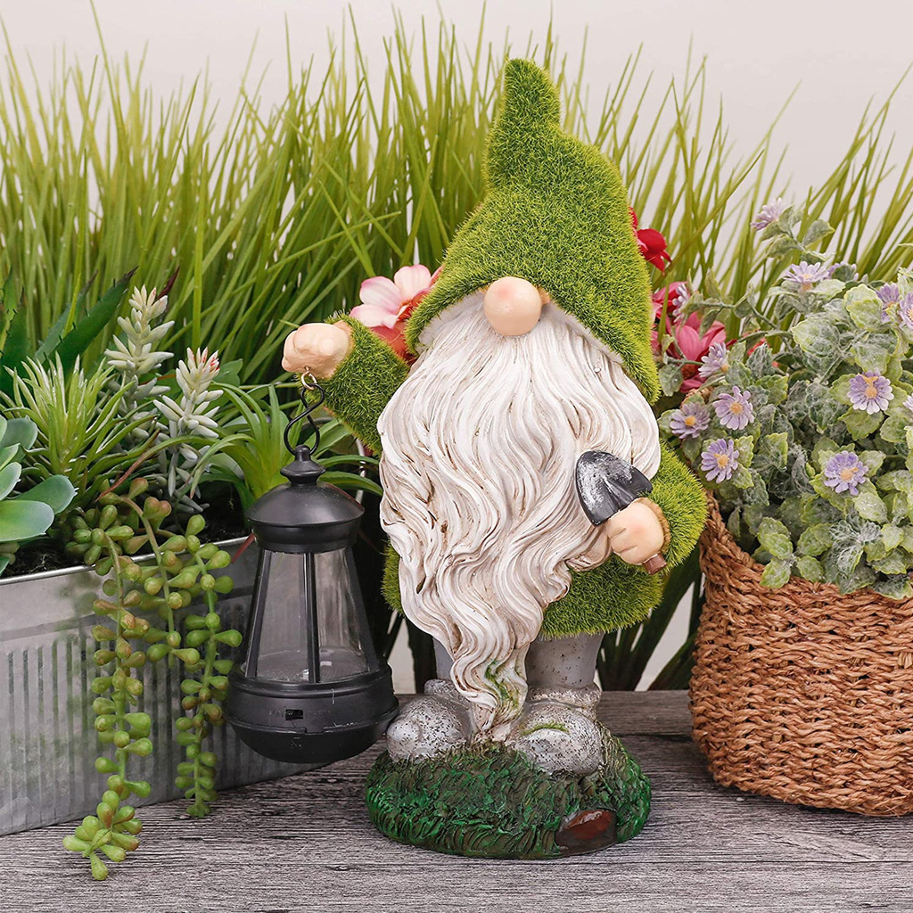 BEAUTY Gift Yard Gnome Solar LED Lights Garden Statue Garden Gnome Porch Outdoor Winter Decorations Ornament Lawn Gnome Figurine Patio Welcome Sign