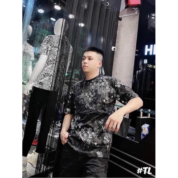 Áo Phông Loang LV Unisex Tay Lỡ Cổ Tròn Form Rộng Nam Nữ Freesize- Áo Thun Mặc Nhà Đi Chơi Basic Năng Động Trẻ Trung