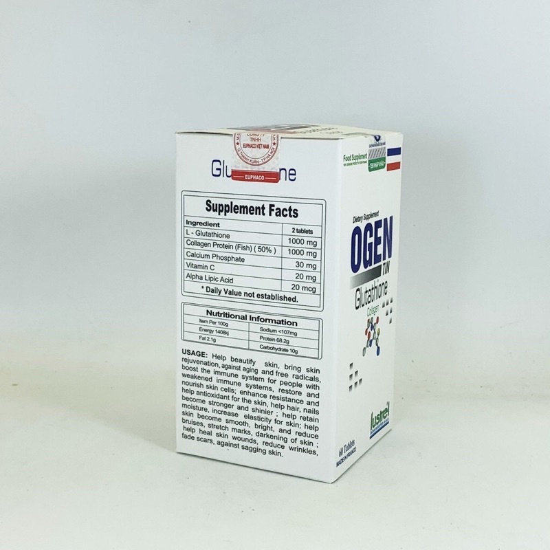 Đẹp da thải độc ,phòng u bướu ogentin glutathione pháp 60v | Thế Giới Skin Care