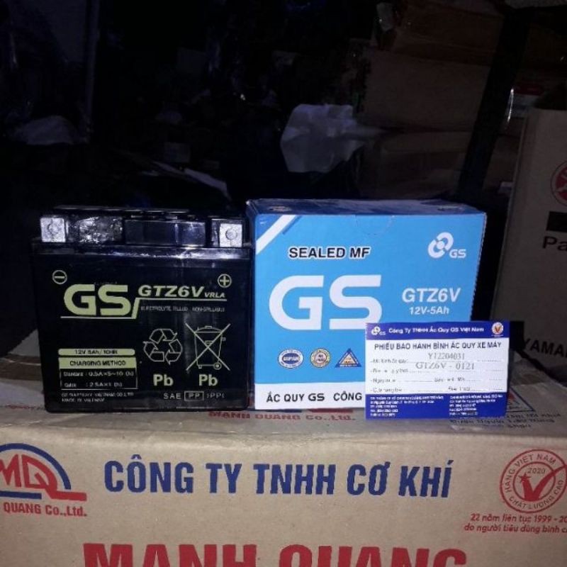 Bình Ắc Quy Khô GS GT6A ( 12V - 5Ah ) - KT (mm): 121 x 62 x 131 ( Dài x Rộng x Cao) Sale-10%