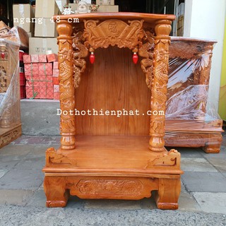 ( Hàng đẹp )Bàn thờ thần tài ông địa gỗ xoan ngang 48 cm x 68 cm  quỳ trụ