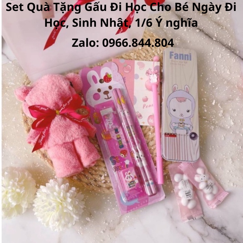 Set Quà Tặng Cho Bé Ngày Đi Học, Sinh Nhật, 1/6 Ý nghĩa - Set Gấu Đi Học