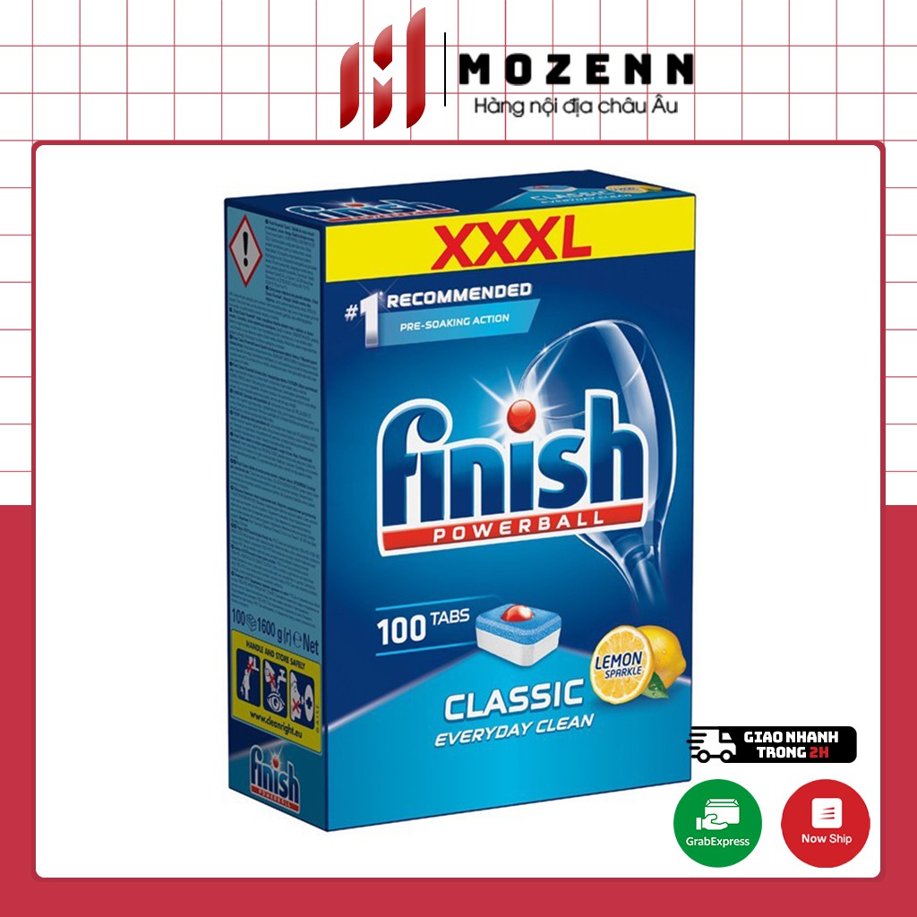 Viên rửa bát Finish Classic 100 viên hương chanh - dành cho máy rửa chén bát