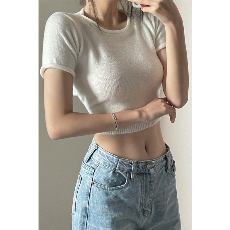 Cocory vn Áo Lửng Ngắn Tay Hở Lưng Thời Trang Dành Cho Nữ