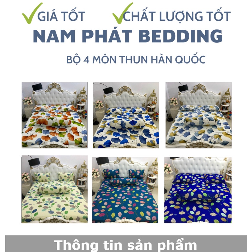 Bộ ga giường thun lạnh Hàn Quốc 4 món mát lạnh cao cấp