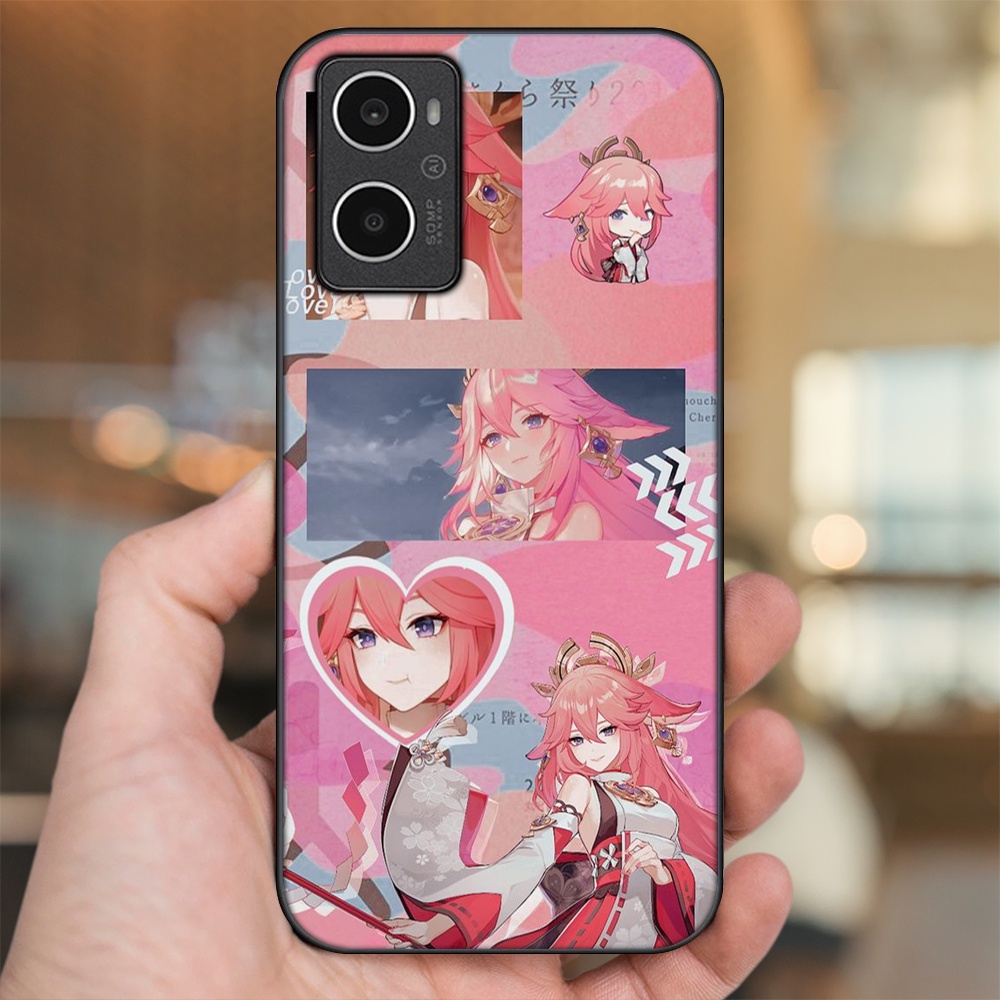 Ốp lưng Oppo A96 4G viền đen in hình Yae Miko Genshin Impact
