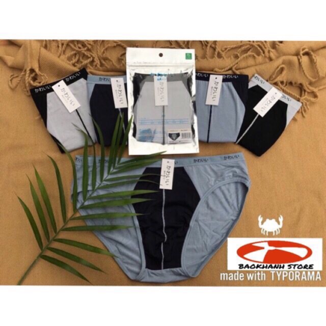 5 quần sịp nam  xuất nhật 100% cotton kèm túi zip kiểu SỊP CHÉO