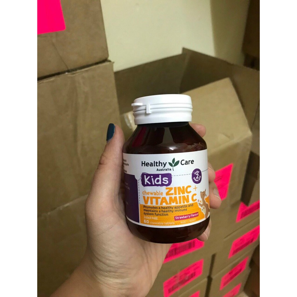 Viên nhai kẽm ZinC + Vitamin C Healthy Care 60 viên giúp bé ăn ngon ngủ ngon