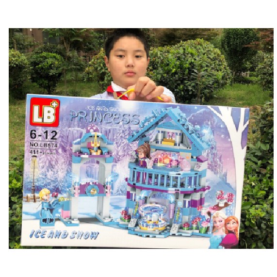 Bộ Lego lắp ráp xếp hình Mô hình Ngôi nhà băng tuyết của Elsa 411 mảnh-mã LB574