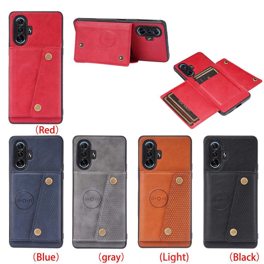 Vỏ Bao Da Điện Thoại Pu Có Ngăn Đựng Thẻ Khóa Nam Châm Cho Xiaomi Redmi K40 Gaming Edition Note 10 Pro 9 Pro 9t 8t K20 K30 Pro Ốp