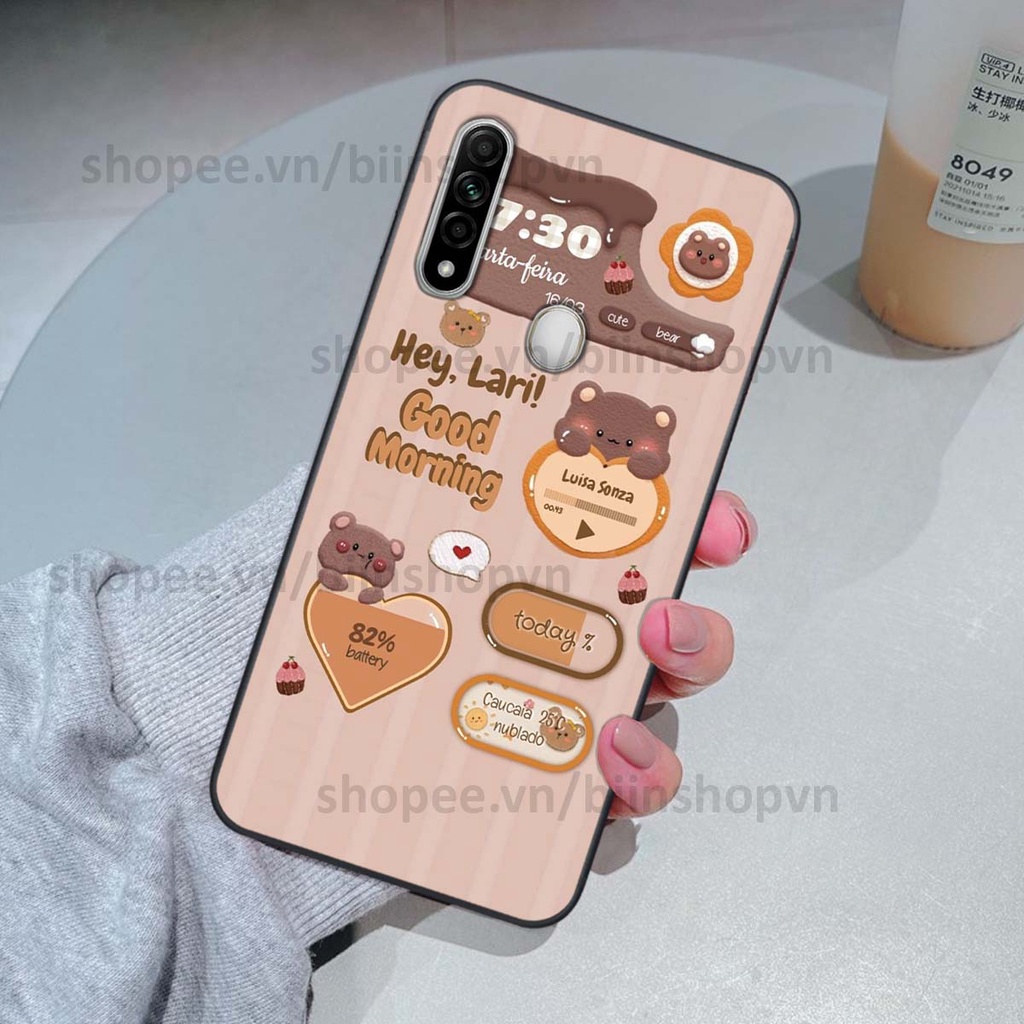 Ốp Oppo A31 in 3D icon gấu nổi siêu xinh, siêu đáng yêu, cá tính phong cách