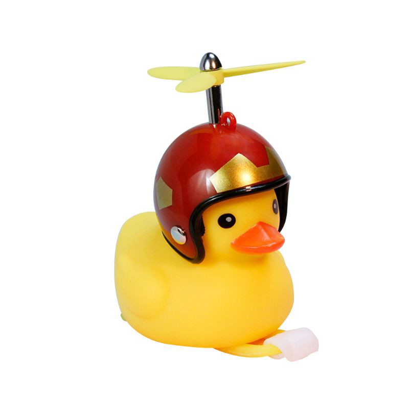 Bộ chú vịt con màu vàng có đèn và chuông cho xe đạp MTB/mũ bảo hiểm xe máy