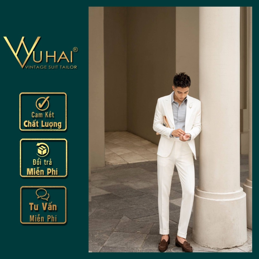 Áo Vest Nam HÀn Quốc Màu Trắng 2 cúc, 6 cúc-Shop Suit