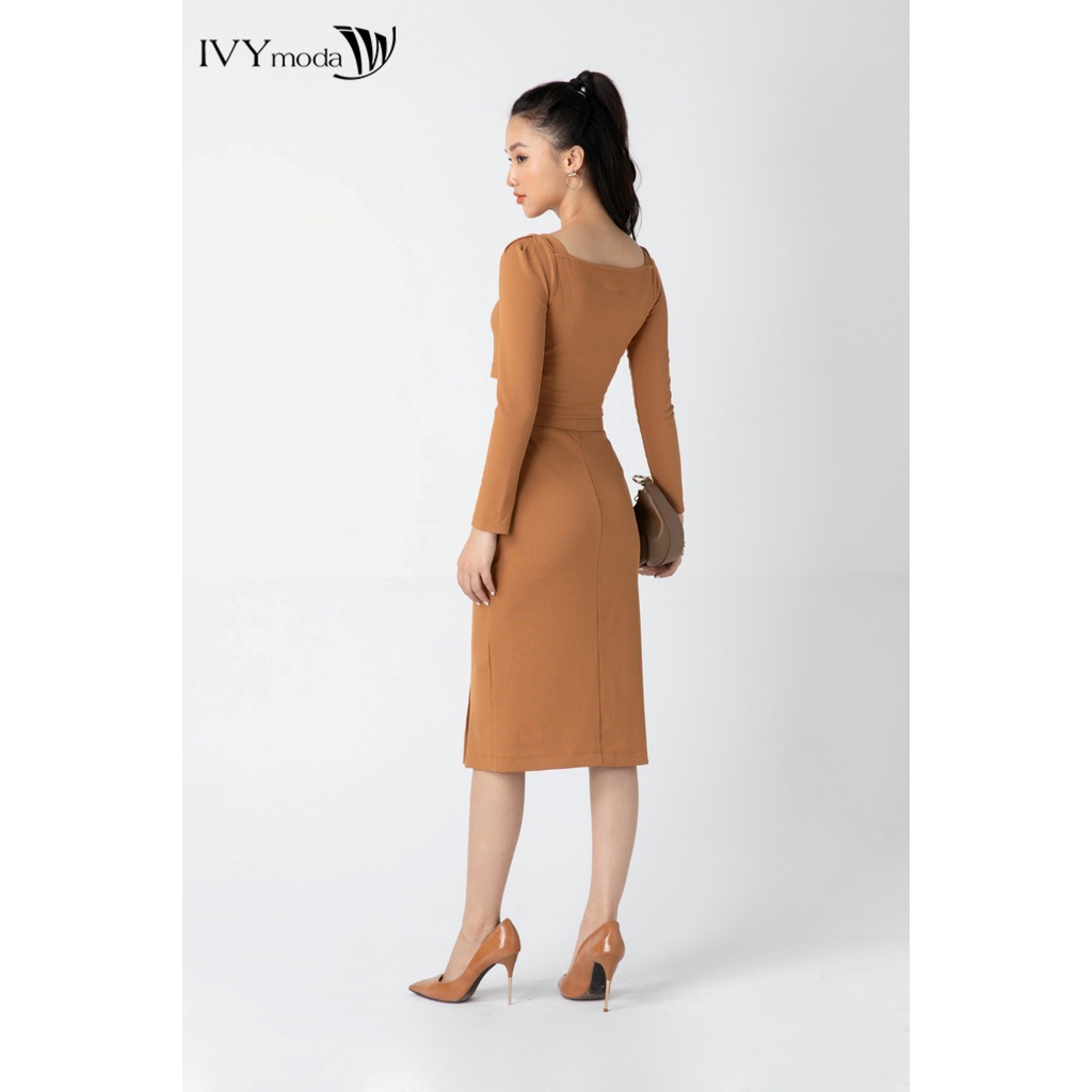 Chân váy bút chì vải thun gân IVY moda MS 30B9035