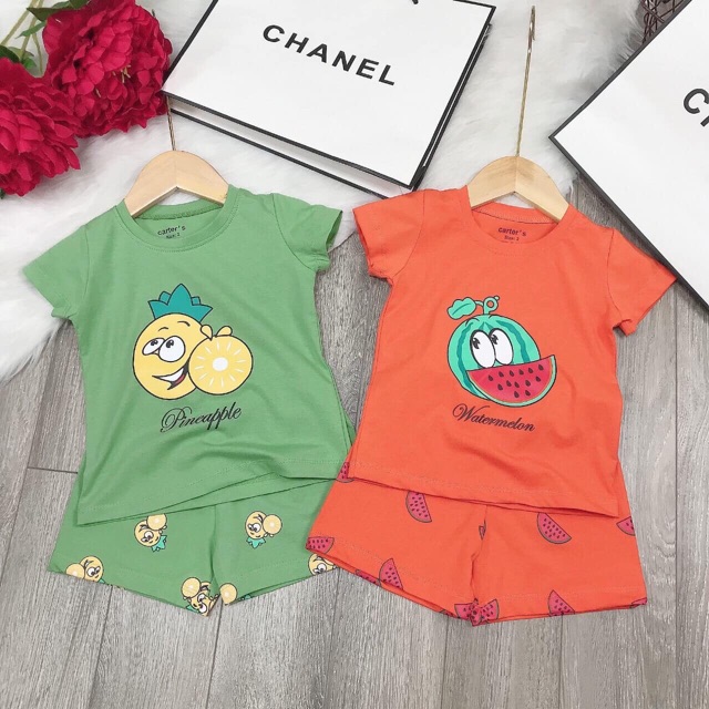 Bộ đùi cotton bé gái , họa tiết trái cây đáng yêu {8-18kg}