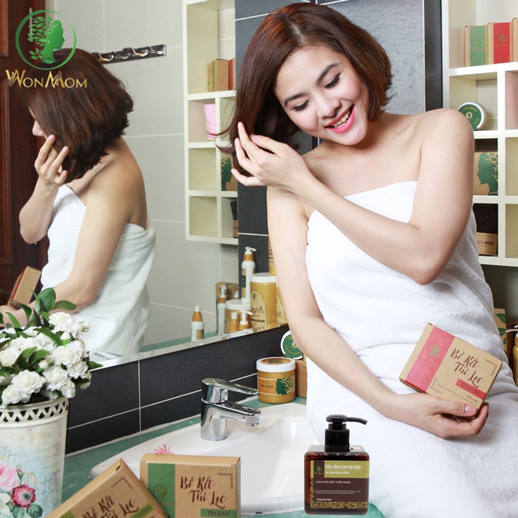Dầu gội cốt bồ kết WONMOM 250ml giảm rụng tóc, giúp mọc tóc, chắc khỏe, đen mượt - Dùng tốt cho mẹ sau sinh - Chính hãng