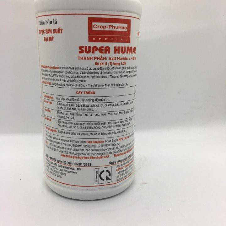 Phân bón humic đậm đặc SUPER HUME chai 250ml (thay thế cho humic 322)