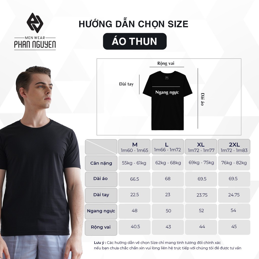 Áo thun nam cotton màu đen cổ tròn Phan Nguyễn, thoáng mát, nhanh khô, phom thoải mái, năng động, hiện đại APC.147