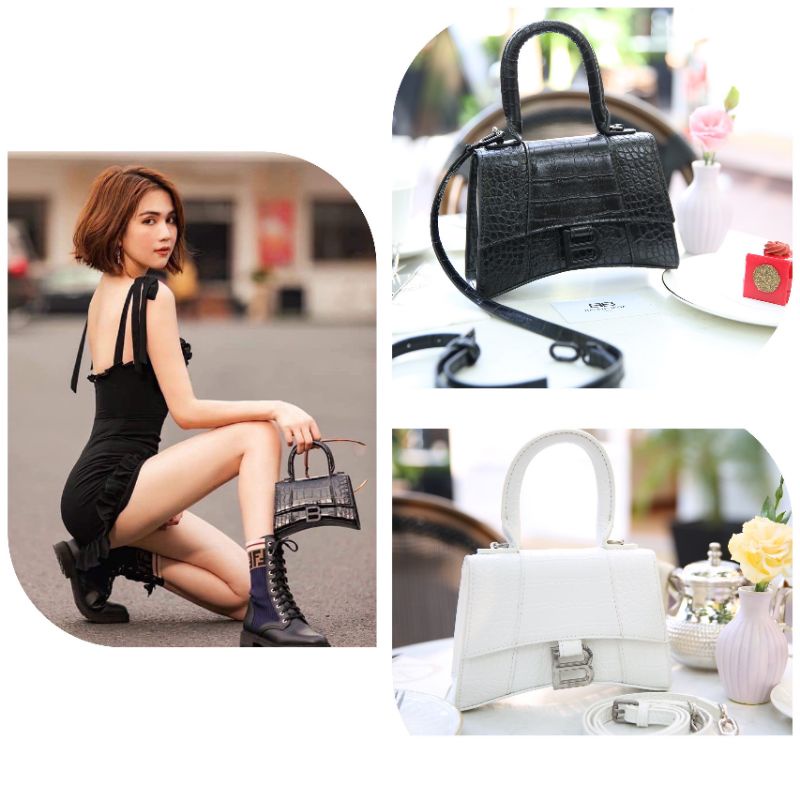 Túi nữ Balen..sz20cm vân da rắn 2 màu phom đẹp fullbox