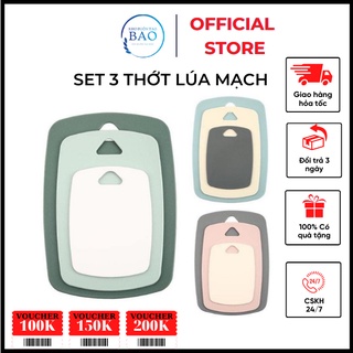 Set 3 thớt lúa mạch kháng khuẩn, bộ thớt chống trượt chất liệu cao cấp dành cho căn bếp gia đình, siêu tiện ích