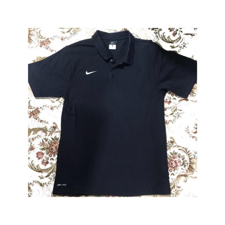Áo thun ngắn tay có cổ hiệu Nike DRI- FIT màu đen basic,mini suốh size L ! xịn ཾ