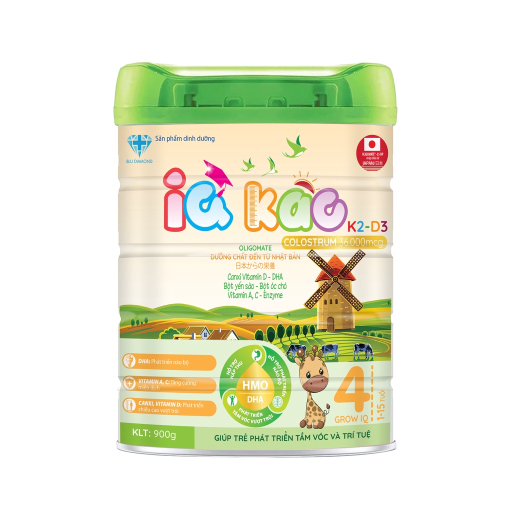 Sữa bột IQ KAO GROWIQ phát triển chiều cao và trí thông minh cho trẻ phát triển toàn diện hộp 900g
