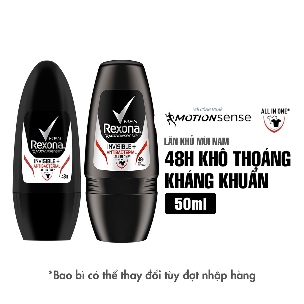 Lăn khử mùi Nam Rexona Men Invisible & Antibacterial 50ml/ 45ml