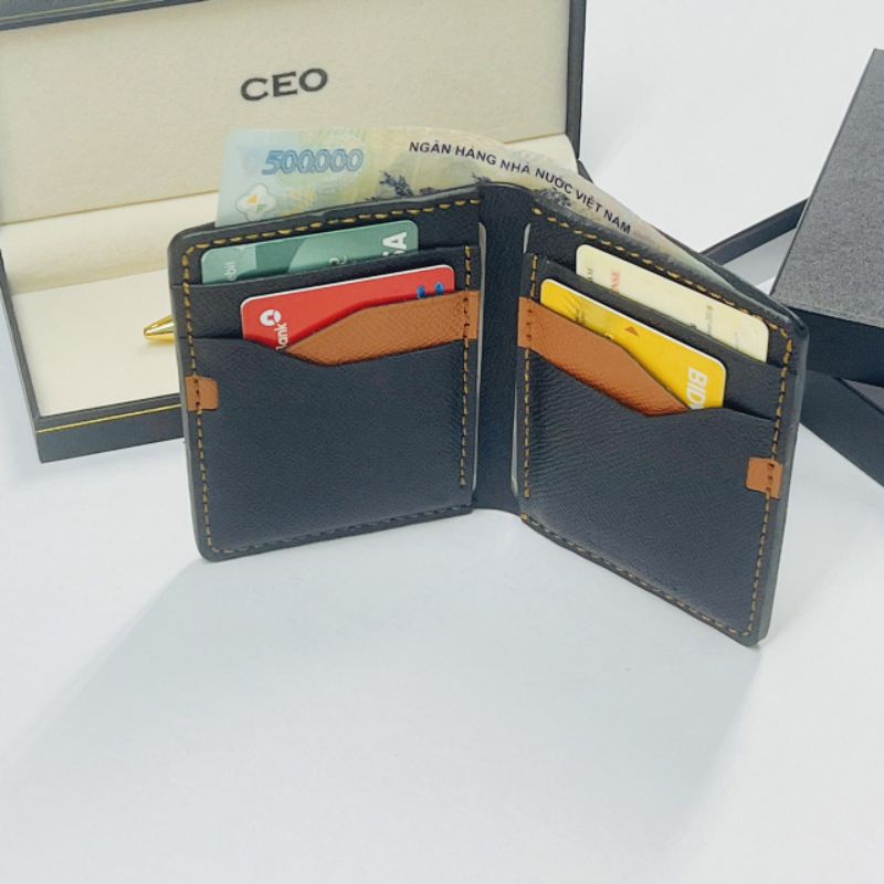 ví nam da thật hoàn thiện thủ công cao cấp da epsom thời trang Lucaster trẻ Trung lulex -fbox