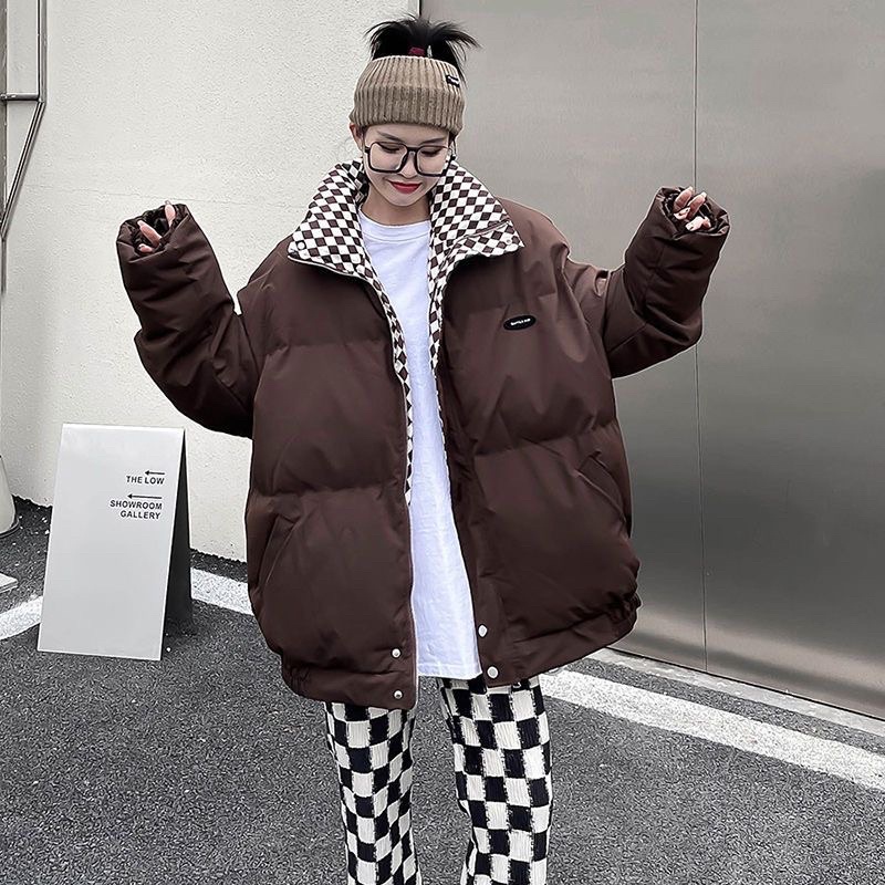 Áo phao béo phối cổ caro hot trend mẫu new