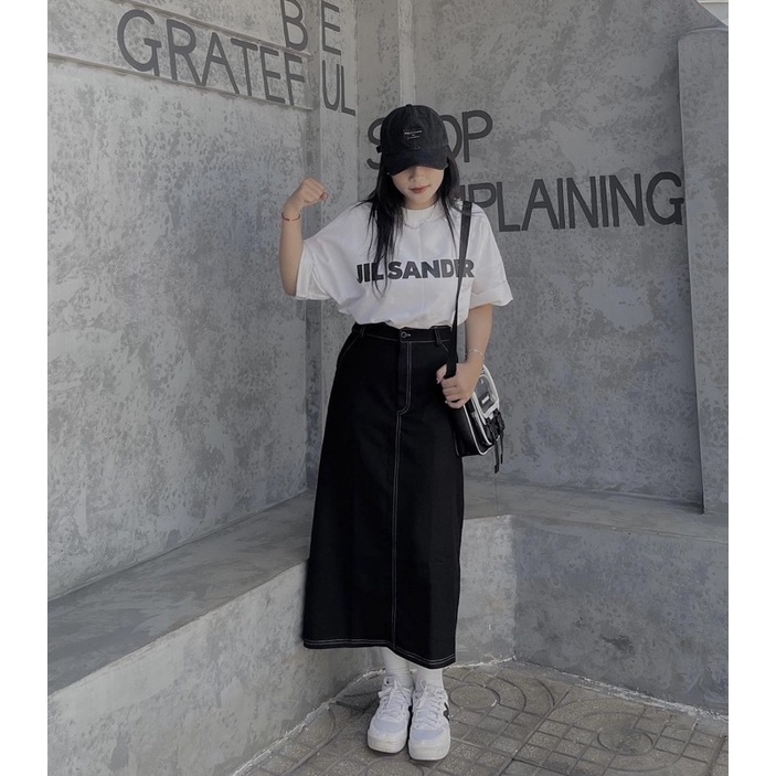 CHÂN VÁY JEAN DÁNG DÀI ĐEN