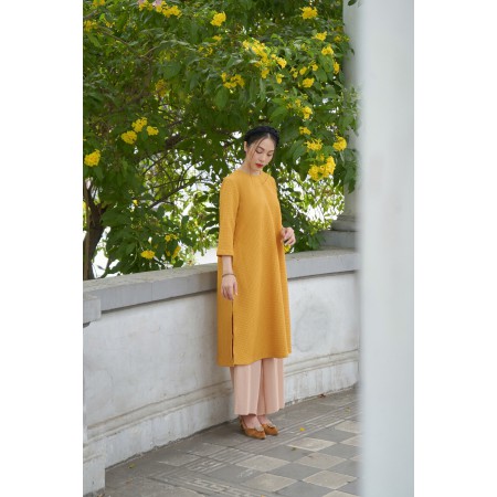 Baciami-Set Áo Dài Gấm Vân Nổi Cao Cấp