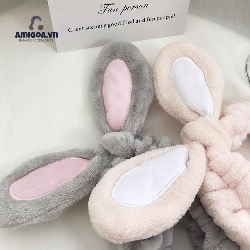 Băng Đô Rửa Mặt Trang Điểm Thiết Kế Thắt Nút Hình Tai Thỏ Đơn Giản