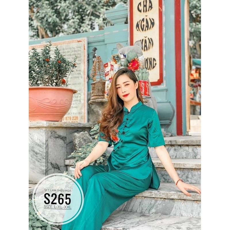 BIGSIZE Set lam thêu hoa S265