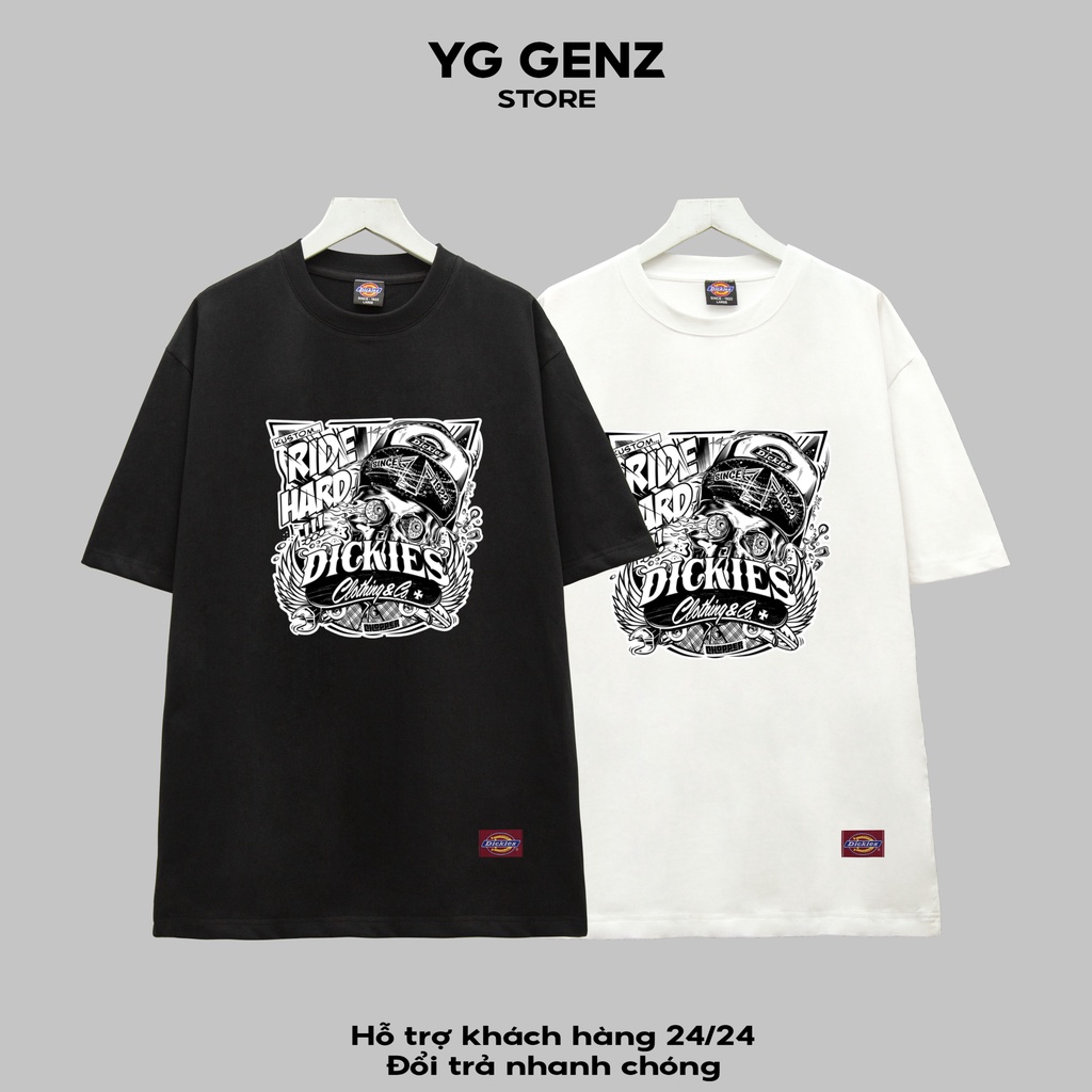 Áo thun tay lỡ DICKIES RIDE HAND YGGENZ shop , Áo thun unisex nam nữ from rộng oversize chất liệu cotton