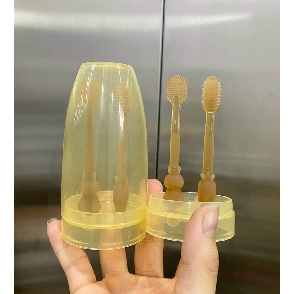 Set bàn chải silicon cho bé, Rơ lưỡi cho bé siêu mềm mại an toàn cho bé 0-18 tháng