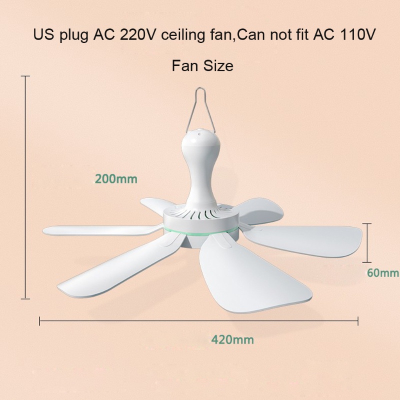 Quạt Trần mini 16 5inch 6 Lá AC 220V Không Ồn Tiện Dụng Cho Học Sinh